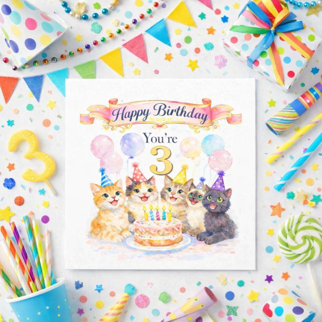 Carte d'anniversaire mignonne pour filles de 3 ans (Créateur téléchargé)