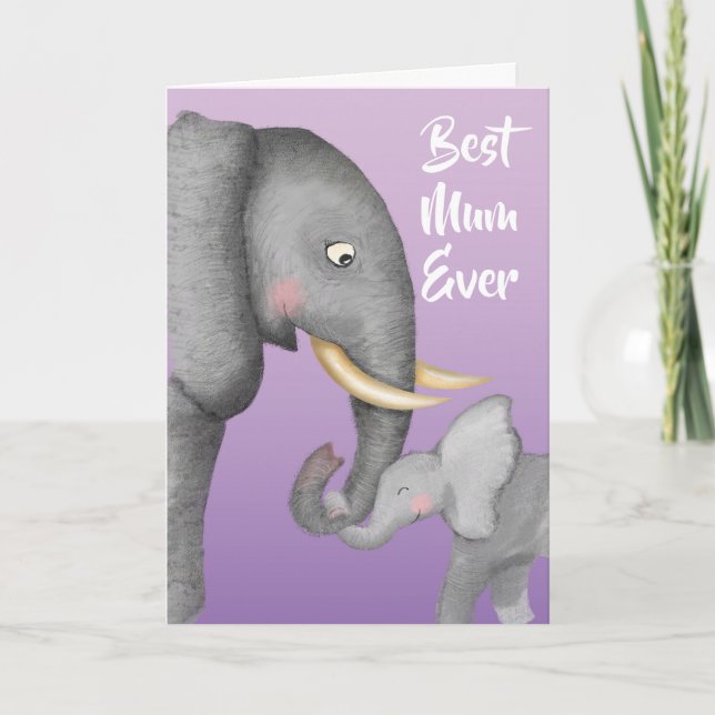 Carte d'anniversaire mignonne pour maman éléphant  (Devant)