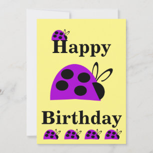 Carte d'anniversaire mignonne pourpre Ladybug
