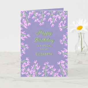 Carte d'anniversaire mignonne rose violet
