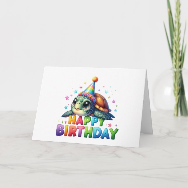 Carte d'anniversaire Mignonne Tortue  (Devant)