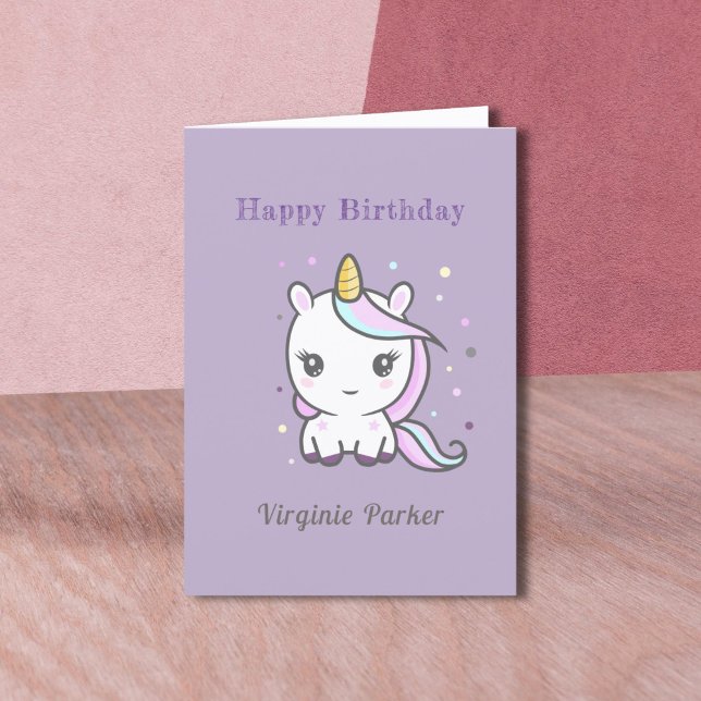 Carte d'anniversaire mignonne Unicorn violet (Cute Unicorn Purple Birthday Card )