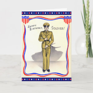 Carte d'anniversaire militaire vintage