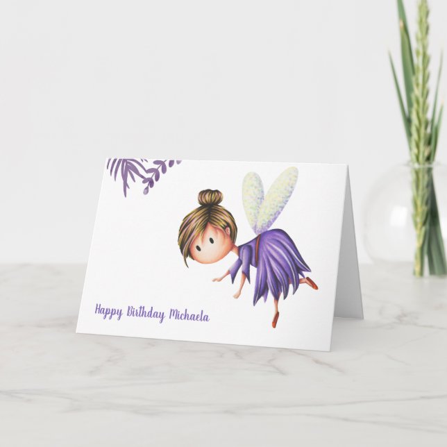 Carte d'anniversaire minimaliste Art Cute Fairy (Devant)