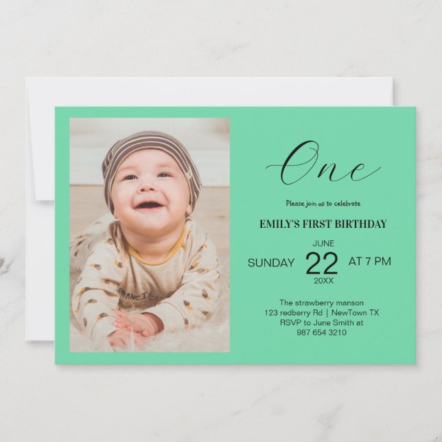 Carte d'anniversaire minimaliste avec photo (Devant)