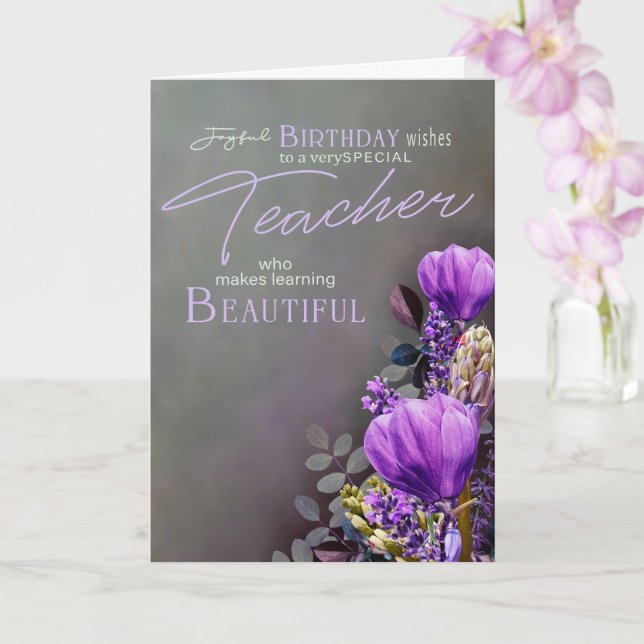 Carte d'anniversaire minimaliste pour enseignant – (Orchidée)