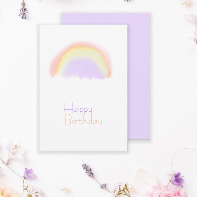 Carte d'anniversaire moderne aquarelle arc-en-ciel (Créateur téléchargé)