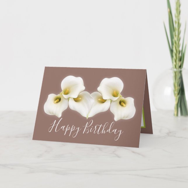 Carte d'anniversaire moderne aux callas blanches c (Devant)
