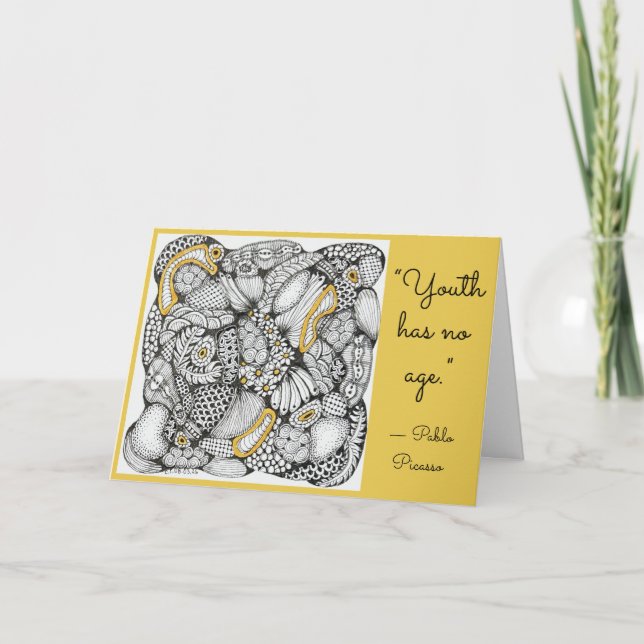 Carte d'anniversaire moderne avec citation de jeun (Devant)