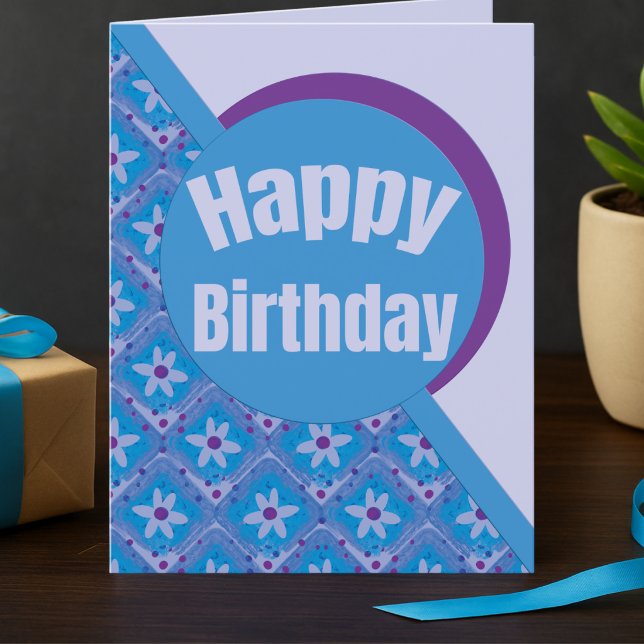 Carte d'anniversaire moderne avec des carrés viole (Your message + birthday sparkle = one unforgettable card.)