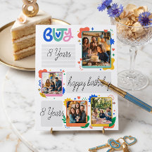 Carte d'anniversaire moderne et colorée en collage