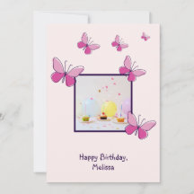 Carte d'anniversaire moderne personnalisée rose vi