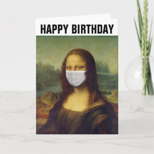 CARTE D'ANNIVERSAIRE MONA LISA AVEC MASQUE