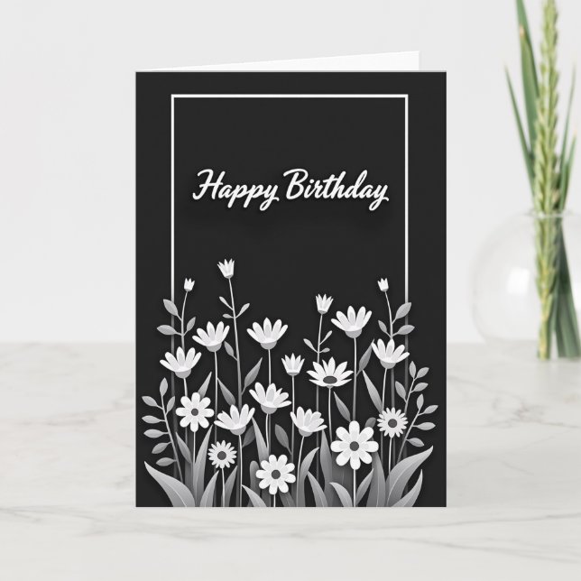 Carte d'anniversaire monochrome (Devant)