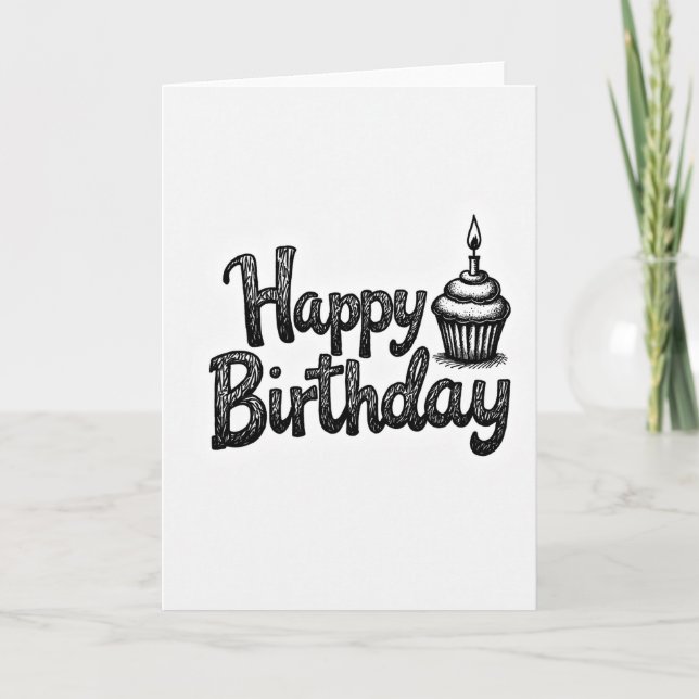 Carte d'anniversaire monochrome (Devant)