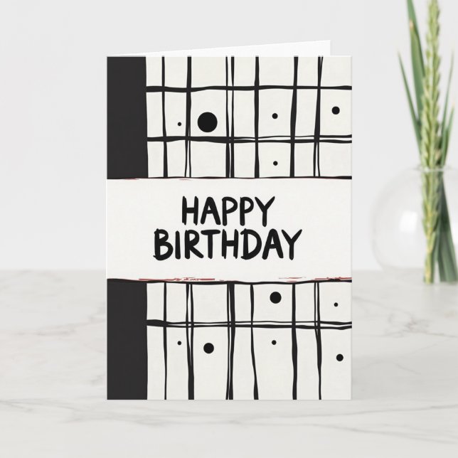Carte d'anniversaire monochrome moderne (Devant)