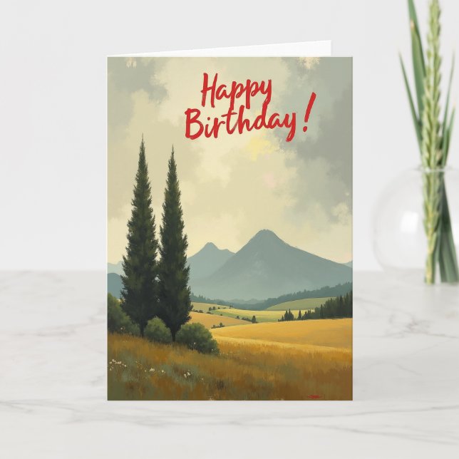 Carte d'anniversaire Montagne Peinte (Devant)