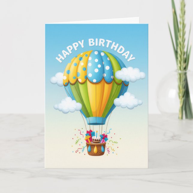 Carte d'anniversaire Montgolfière Fantaisiste (Devant)