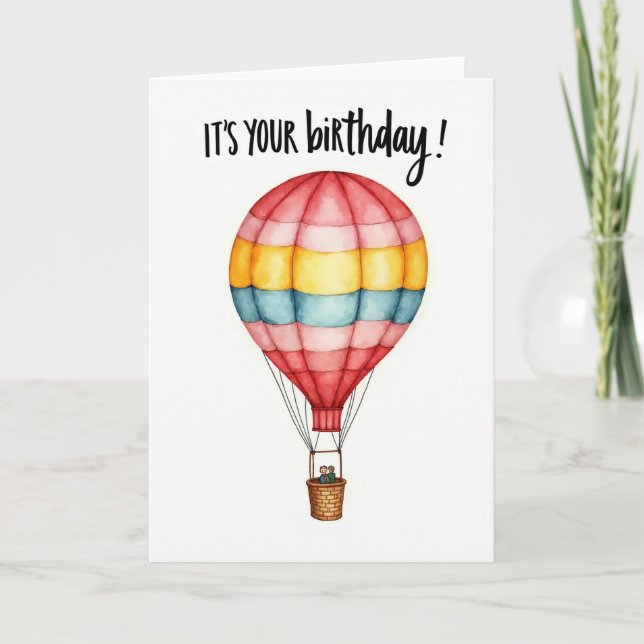 Carte d'anniversaire Montgolfière Rayée (Devant)