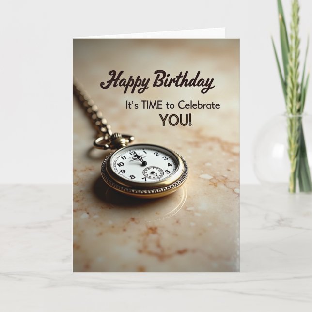 Carte d'anniversaire Montre Dorée (Devant)