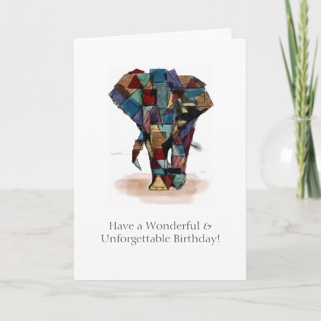 Carte d'anniversaire Mosaic Elephant (Devant)