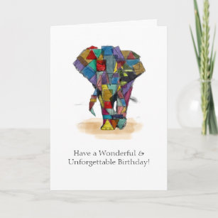 Carte d'anniversaire Mosaic Elephant