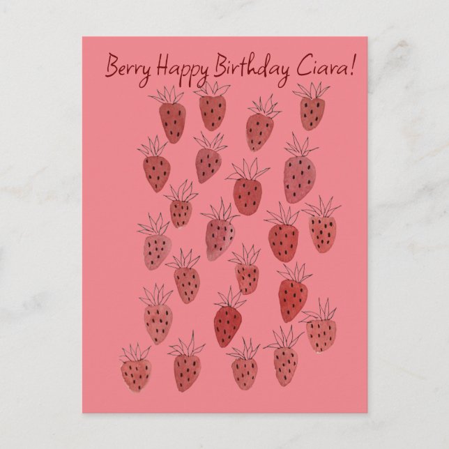 Carte d'anniversaire Motif aux fraises (Devant)