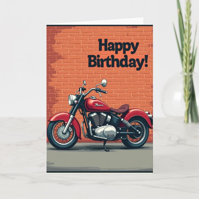 Carte d'anniversaire moto rouge (Devant)