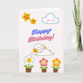 Carte d'anniversaire mouton endormi mignon - Kawai