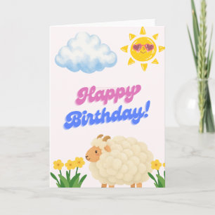 Carte d'anniversaire Mouton Mignon - Agneau ensole