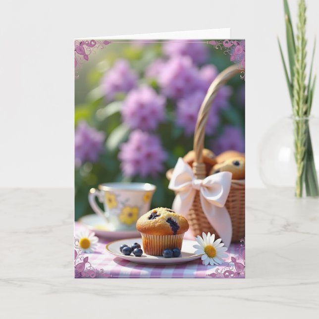 Carte d'anniversaire Muffin aux myrtilles (Devant)