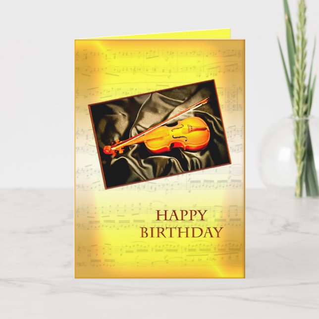 Carte d'anniversaire musicale avec violon (Devant)