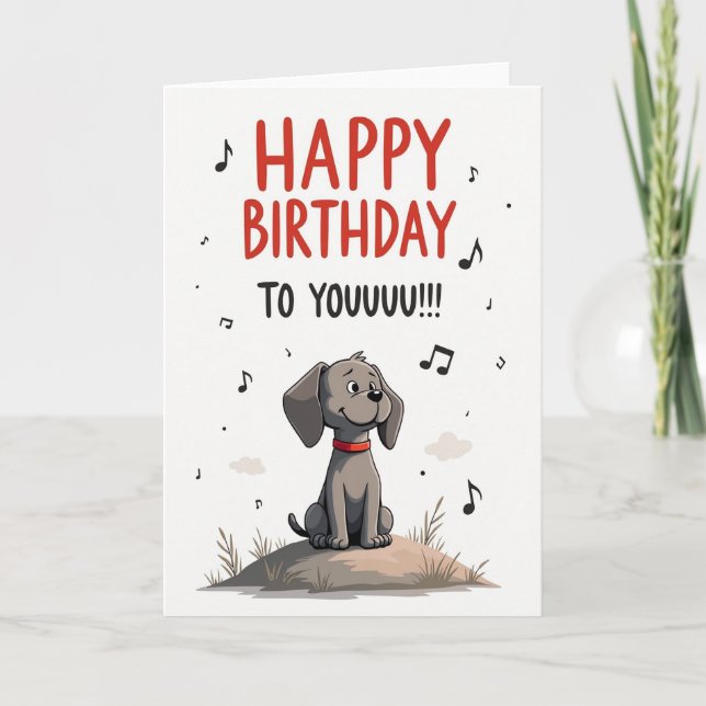 Carte d'anniversaire musicale pour chien (Devant)