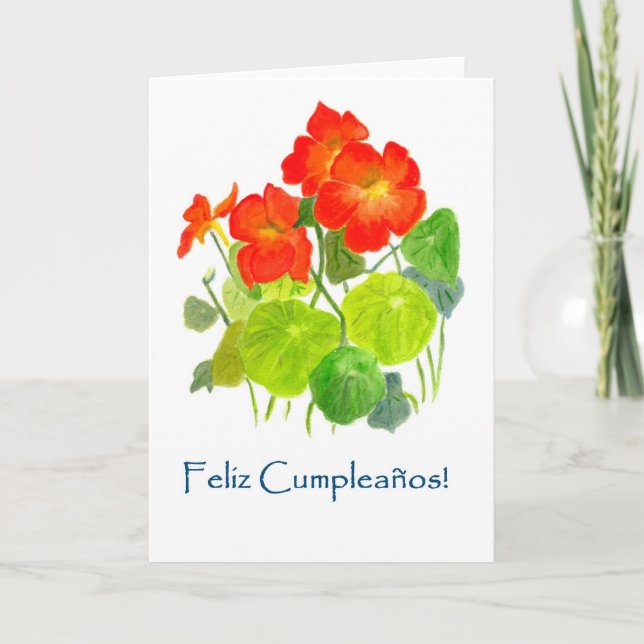 Carte d'anniversaire Nasturtiums - Salutation espa (Devant)