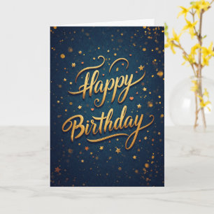 Carte d'anniversaire Navy Gold Stars