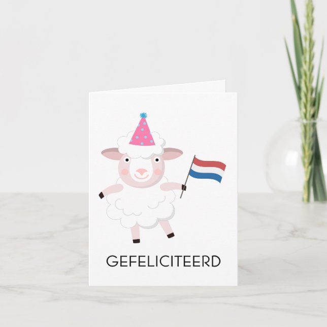 Carte d'anniversaire néerlandaise - Gefeliciteered (Devant)
