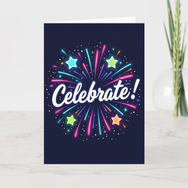 Carte d'anniversaire Neon Celebration (Devant)