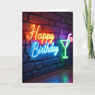 Carte d'anniversaire néon festive