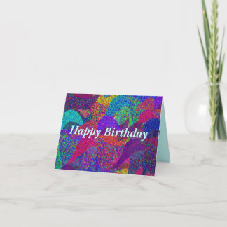 Carte d'anniversaire Neon Feuille heureuse