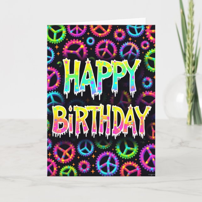 Carte d'anniversaire Neon Splatter (Devant)