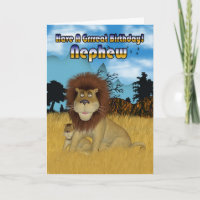 Carte d'anniversaire Nephew - Lion Et Cub