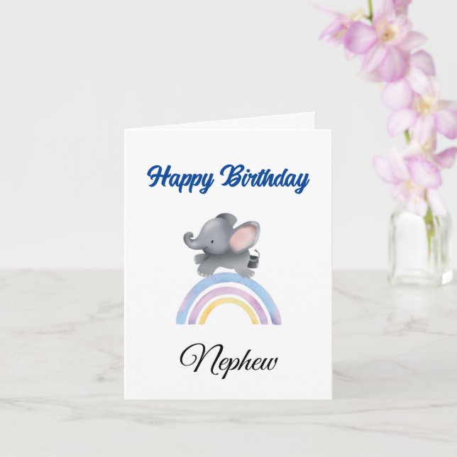 Carte d'anniversaire Nephew pour bébé mignon éléph (Orchidée)