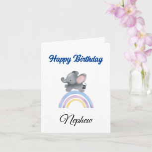 Carte d'anniversaire Nephew pour bébé mignon éléph