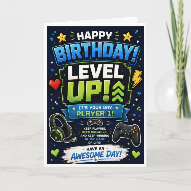Carte d'anniversaire Niveau Supérieur Fils (Devant)