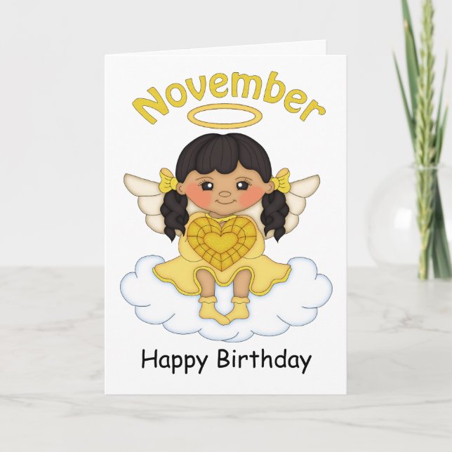 Carte d'anniversaire Noir Ange Birthstone (Devant)