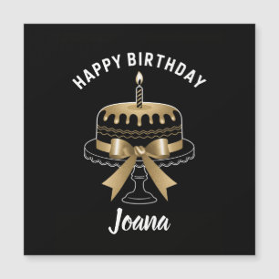 Carte d'anniversaire noire et or, Bougie élégante