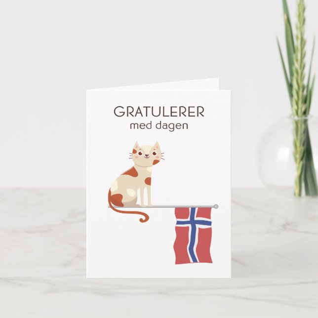 Carte d'anniversaire norvégienne - Gratulerer med  (Devant)