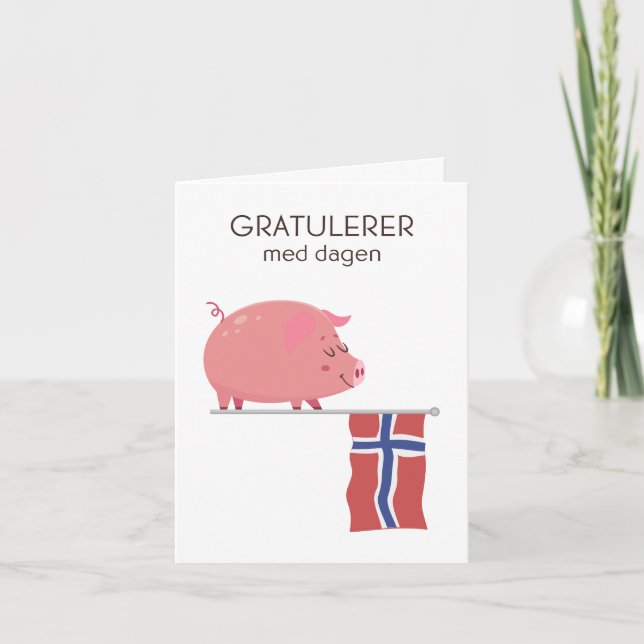 Carte d'anniversaire norvégienne - Gratulerer med  (Devant)