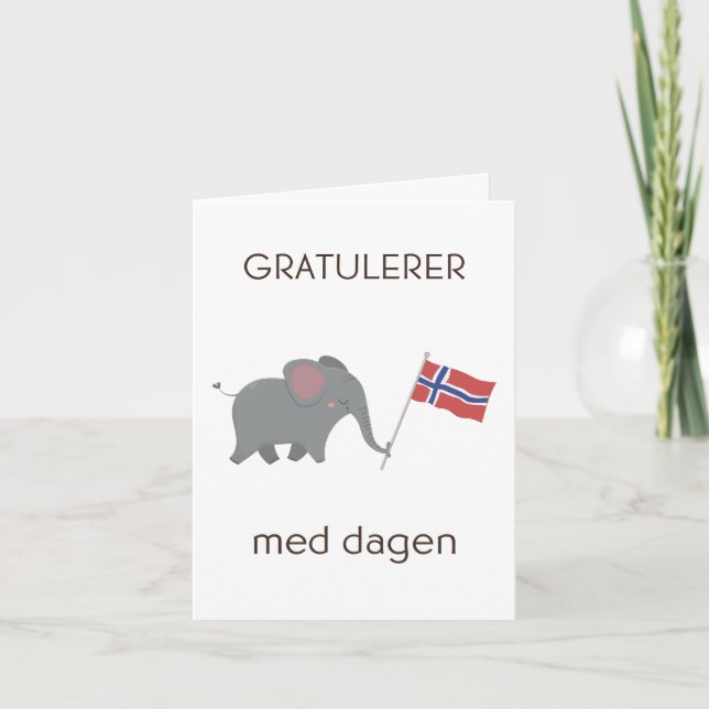Carte d'anniversaire norvégienne - Gratulerer med  (Devant)
