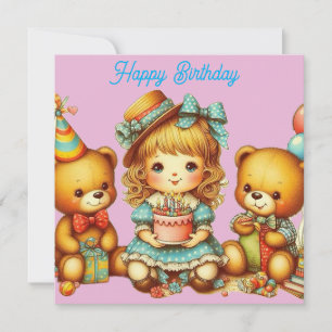 Carte d'anniversaire nounours ~ jeune enfant ~ Ros